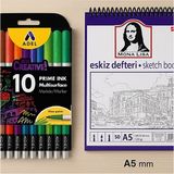KarmaOfis A5 Eskiz Defteri + Multisurface 10'lu Kalın Uçlu Set