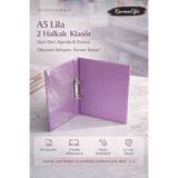 KarmaOfis A5 Lila 2 Halkalı Klasör | Suni Deri Ajanda & Dosya | İç Cepli, Dayanıklı Mekanizmalı Organizer