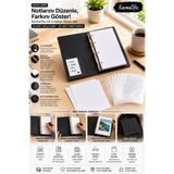 KarmaOfis A5 Siyah 4 Halkalı Klasör Seti | 25 Adet 230 gr Kalın Kağıt + 25 Adet A5 Poşet Dosya + Premium Organizer