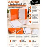 KarmaOfis A5 Turuncu 4 Halkalı Klasör Seti 100 Yaprak 80 gr Kağıt + 25 Poşet Dosya Yerli Üretim