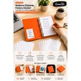 KarmaOfis A5 Turuncu 4 Halkalı Klasör Seti | 25 Adet 230 gr Kalın Kağıt + 25 Adet A5 Poşet Dosya + Iç Cep Bölmeli Premium Organizer
