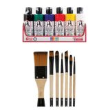 KarmaOfis Akrilik Boya Multi Set 6x70ml + Fırça Set 1