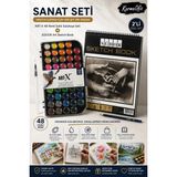 KarmaOfis Art-X 48 Renk Suluboya Seti + Südor A4 Sketch Book Profesyonel Çizim ve Sanat Seti Hobi Defteri A4