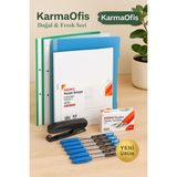 KarmaOfis Doğal ve Fresh Ofis Seti – Yeşil Mavi Beyaz Renklerde