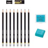KarmaOfis Eskiz Kalem (Hb, B, 2b, 3b, 4b, 5b, 6b, 8b) ve Turkuaz Hamur Silgi