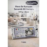 KarmaOfis Hava ile Kuruyan Seramik Kil Hamuru 500 gr Beyaz 1 Adet Ekonomik ve Pratik Kullanım