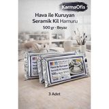 KarmaOfis Hava ile Kuruyan Seramik Kil Hamuru 500 gr Beyaz – 3 Adet Set