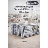 KarmaOfis Hava ile Kuruyan Seramik Kil Hamuru 500 gr Beyaz – 5 Adet Set