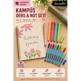 KarmaOfis Kampüs Ders ve Not Seti 120 Yaprak Çizgili Spiralli Defter 17X24 Cm, 0.7 Versatil Kalem, 4 Pastel Fosforlu Kalem, 9 Renk Fineliner - Kampus Ders Notu