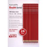 KarmaOfis Kırmızı Başlık Kalemi Hb 17,5 cm 24 Adet – Öğretmen Düzeltme Kalemi – Yerli Üretim - 12 Adet
