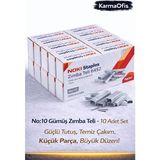 KarmaOfis No:10 Gümüş Zımba Teli – 10 Adet Set | Dayanıklı, Pürüzsüz Çakım Ofis Zımba Teli