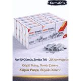 KarmaOfis No:10 Gümüş Zımba Teli – 20 Adet Mega Set | Dayanıklı, Pürüzsüz Çakım Ofis Zımba Teli