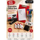 KarmaOfis Ofis Serisi Executive Office Seti | Kırmızı A4 Sekreterlik, 50 Yaprak A4 Kağıt, Zımba Makinesi, Delgeç, 8 Renk Kalem ve 3 Paket Zımba Teli - 1