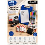 KarmaOfis Ofis Serisi Executive Office Seti | Mavi A4 Sekreterlik, 50 Yaprak A4 Kağıt, Zımba Makinesi, Delgeç, 8 Renk Kalem ve 3 Paket Zımba Teli - 1