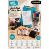 KarmaOfis Ofis Serisi Executive Office Seti | Turkuaz A4 Sekreterlik, 50 Yaprak A4 Kağıt, Zımba Makinesi, Delgeç, 8 Renk Kalem ve 3 Paket Zımba Teli - 1