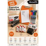 KarmaOfis Ofis Serisi Executive Office Seti | Turuncu A4 Sekreterlik, 50 Yaprak A4 Kağıt, Zımba Makinesi, Delgeç, 8 Renk Kalem ve 3 Paket Zımba Teli - 1