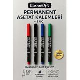 KarmaOfis Permanent Asetat Kalemi 4 Renk S Uç – Cam, Cd, Metal, Plastik Yazı Kalemi