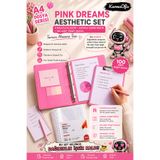 KarmaOfis Pink Dreams Aesthetic Kırtasiye Seti A4 4 Halkalı Klasör + Kapaklı Sekreterlik + 100 Adet Poşet Dosya Pembe Pvc Organizer Set