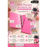KarmaOfis Pink Dreams Aesthetic Kırtasiye Seti A4 4 Halkalı Klasör + Kapaklı Sekreterlik Pembe Pvc Dosya Organizer