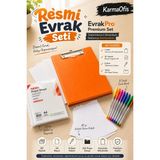 KarmaOfis Resmi Evrak Seti | Turuncu A4 Sekreterlik + 50 Yaprak A4 Kağıt + 8 Renk Tükenmez Kalem + 100'LÜ Poşet Dosya | Profesyonel Evrak Düzenleme Seti