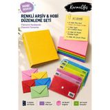 KarmaOfis Sarı Renk A5 4 Halkalı Klasör Seti 8 Renk Seçenekli – 50 A5 Renkli Kağıt, 50 Mini Zarf ve 6 A6 Çıtçıtlı Dosya |