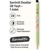 KarmaOfis Sevimli Dostlar 2b Kurşun Kalem – Çocuklar Için Desenli Kalem | 1 Adet | Yeşil