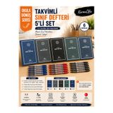 KarmaOfis Takvimli Sınıf Defteri Seti | 1-4. Sınıf Öğretmenleri İçin 6 Derslik Planlama Defteri ve İnce Uçlu Pilot Kalem Seti | 5 SET