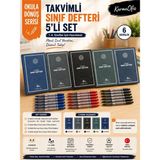 KarmaOfis Takvimli Sınıf Defteri Seti | 1-4. Sınıf Öğretmenleri İçin 6 Derslik Planlama Defteri ve İnce Uçlu Pilot Kalem Seti | 5 SET