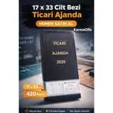 KarmaOfis Ticari Ajanda 17X33 Cilt Bezi – Büyük Boy Kasa Ajandası 420 Sayfa