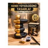 Karmaşık Hobi Evi Boyanabilir Taş Tütsülük Seti – 2 Renk Boya + Fırça Dahil | Dıy Hobi Seti | Dekoratif Tütsülük