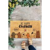 KARMAT Be Happy Everyday, Konuşan Köpekler, Dekoratif Kapı Önü Paspası siyah-45 x 70