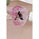 KARMAT Damla, A Harfine Özel Mousepad, Bilek Destekli Konforlu Mousepad, Bilgisayar Faresi Pedi, Aksesuarı Pembe-