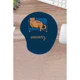 Karmat Damla, Hallederiz, Komik Kedi Desenli, Bilek Destekli, Konforlu, Mousepad, Bilgisayar ve Laptop Aksesuarı, Oyunculriçinmousepad - Mavi
