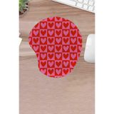 KARMAT Damla, Kırmızı Pembe Kalp, Desenli Baskılı Mousepad, Bilek Destekli Konforlu, Bilgisayar Aksesuarı Kırmızı-