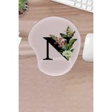 KARMAT damla, N Harfine Özel Mousepad, Bilek Destekli konforlu Oyuncular İçin Bilgisayar faresi pedi Pembe-