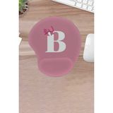 Karmat Damla, Pembe, B Harfi, Harf Özel, Bilek Destekli, Konforlu Mousepad, Bilgisayar Laptop Aksesuarı