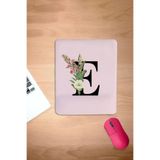 KARMAT Dikdörtgen, E harfi, Kişiye harfe özel mousepad, Bilgisayar faresi pedi, ergonomik dizayn, bilek Pembe-