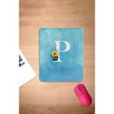 KARMAT Dikdörtgen, Mavi, Bilek Destekli Mousepad, P Harfi Kişiye Özel Mouse Pedi, Bilgisayar Faresi pedi Mavi-