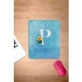 KARMAT Dikdörtgen, Mavi, Bilek Destekli Mousepad, P Harfi Kişiye Özel Mouse Pedi, Bilgisayar Faresi pedi