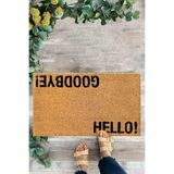 KARMAT Hello Goodbye, Ters Yazı, İç ve Dış Kapı Önü Paspası, Dijital Baskı Paspas siyah-45 x 70