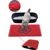 Karmat Kedi Kumu Paspası, Elekli Kedi Tuvaleti Paspası, Kıvırcık Paspas 40*60-Kırmızı - 40 x 60 cm