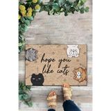 KARMAT kedi temalı paspas, iç ve dış çok amaçlı kapı önü paspası bej-45 x 70