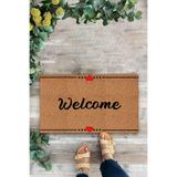 KARMAT Welcome Paspas, İç ve Dış Mekan Dekoratif Kapı Önü Paspası bej-45 x 70