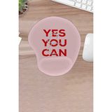 Karmat Yes You Can ,pembe, Baskılı Mouse Pad, Bilek Destekli Konforlu Mouse Pad, Bilgisayar Aksesuarı