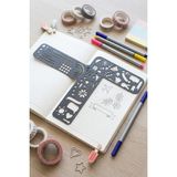 Karmelom Studio 3 Kanatlı Katlanabilir Bullet Journal Sayfa Düzenleme ve Hobi Şablon Cetvel Set - Gri
