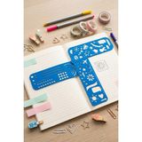 Karmelom Studio 3 Kanatlı Katlanabilir Bullet Journal Sayfa Düzenleme ve Hobi Şablon Cetvel Set - Mavi