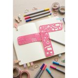 Karmelom Studio 3 Kanatlı Katlanabilir Bullet Journal Sayfa Düzenleme ve Hobi Şablon Cetvel Set - Pembe