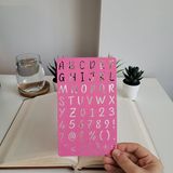 Karmelom Studio Bullet Journal El Yazısı Font Büyük Harf Şablon Cetvel - Pembe