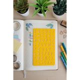 Karmelom Studio Bullet Journal El Yazısı Font Büyük Harf Şablon Cetvel - Sarı