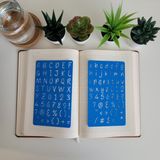 Karmelom Studio Bullet Journal El Yazısı Font Büyük ve Küçük Harf 2'li Şablon Cetvel Set - Mavi